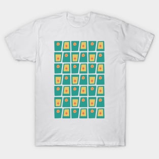 Mid Century Funky Blocks 2 in Charcoal, Teal, Yellow and Orange T-Shirt